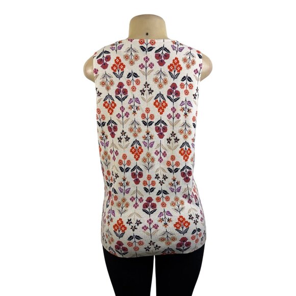 Ann Taylor Women’s White Multicolor Floral Sleeveless Tank Top Size XL - New - Picture 3 of 9